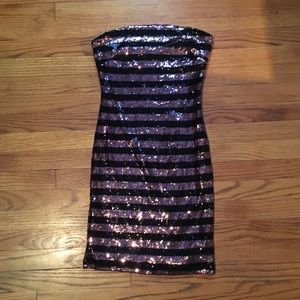 Free item Rose gold and black sequin striped dress